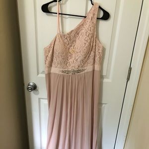 Adrianna Papell Pink Lace Floor Length Gown